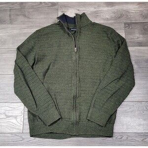 Nautica Mens Knit Cardigan Sweater Full Zip Long Sleeve Green Size L